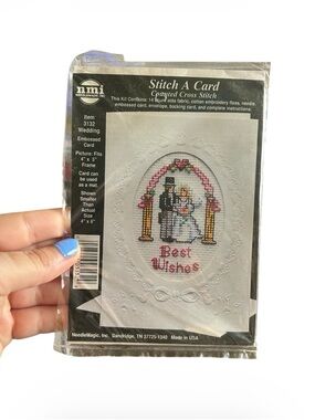 Vintage NMI Stitch-a-Card Cross-Stitch Kit – Wedding – Complete & Unused